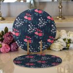 - Supla2li-7438-Gorsel1 - Realhomes  Realhomes Rengarenk Zeminde Onedraw Çizimli Çiçek Desenli Dijital Baskılı Modern 2'li Yuvarlak Servis Altlığı - Supla Realhomes