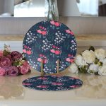 - Supla2li-7438-Gorsel3 - Realhomes  Realhomes Rengarenk Zeminde Onedraw Çizimli Çiçek Desenli Dijital Baskılı Modern 2'li Yuvarlak Servis Altlığı - Supla Realhomes