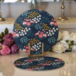 - Supla2li-7440-Gorsel1 - Realhomes Realhomes Rengarenk Zeminde Onedraw Çizimli Çiçek Desenli Dijital Baskılı Modern 2'li Yuvarlak Servis Altlığı - Supla Realhomes