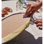 Realhomes Renkli Zeminde Onedraw Çizimli Obje Dijital Baskılı Modern 2'li Yuvarlak Servis Altlığı - Supla Realhomes