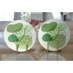 Realhomes Renkli Zeminde Yaprak Motifli Dijital Baskılı Modern 2'li Yuvarlak Servis Altlığı - Supla Realhomes