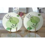 Realhomes Renkli Zeminde Yaprak Motifli Dijital Baskılı Modern 2'li Yuvarlak Servis Altlığı - Supla Realhomes