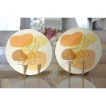 Realhomes Renkli Zeminde Onedraw Çizimli Yaprak Desenli Dijital Baskılı Modern 2'li Yuvarlak Servis Altlığı - Supla Realhomes