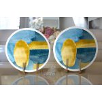 Realhomes Renkli Zeminde Oval Çizimli Dijital Baskılı Modern 2'li Yuvarlak Servis Altlığı - Supla Realhomes