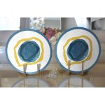 - Supla2li-7460-Gorsel2 - Realhomes  Realhomes Renkli Zeminde Oval Çizimli Dijital Baskılı Modern 2'li Yuvarlak Servis Altlığı - Supla Realhomes