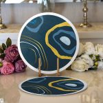 - Supla2li-7462-Gorsel1 - Realhomes  Realhomes Renkli Zeminde Onedraw Çizimli Obje Dijital Baskılı Modern 2'li Yuvarlak Servis Altlığı - Supla Realhomes