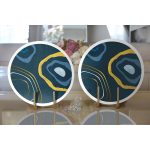 - Supla2li-7462-Gorsel2 - Realhomes  Realhomes Renkli Zeminde Onedraw Çizimli Obje Dijital Baskılı Modern 2'li Yuvarlak Servis Altlığı - Supla Realhomes