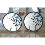 Realhomes Beyaz Zeminde Renkli Yaprak Desenli Dijital Baskılı Modern 2'li Yuvarlak Servis Altlığı - Supla Realhomes