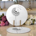 Realhomes Beyaz Zeminde Onedraw Çizimli Çiçek Dijital Baskılı Modern 2'li Yuvarlak Servis Altlığı - Supla Realhomes