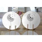 Realhomes Beyaz Zeminde Onedraw Çizimli Çiçek Dijital Baskılı Modern 2'li Yuvarlak Servis Altlığı - Supla Realhomes