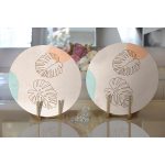 Realhomes Renkli Zeminli Onedraw Çizimli Yaprak Desenli Dijital Baskılı Modern 2'li Yuvarlak Servis Altlığı - Supla Realhomes