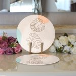 Realhomes Renkli Zeminli Onedraw Çizimli Yaprak Desenli Dijital Baskılı Modern 2'li Yuvarlak Servis Altlığı - Supla Realhomes