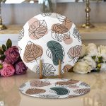 - Supla2li-7480-Gorsel1 - Realhomes Realhomes Beyaz Zeminli Onedraw Çizimli Yaprak Motifli Dijital Baskılı Modern 2'li Yuvarlak Servis Altlığı - Supla Realhomes