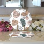 - Supla2li-7480-Gorsel3 - Realhomes Realhomes Beyaz Zeminli Onedraw Çizimli Yaprak Motifli Dijital Baskılı Modern 2'li Yuvarlak Servis Altlığı - Supla Realhomes