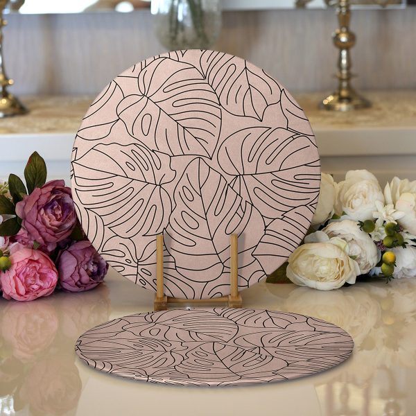 Realhomes Füme Temalı Kavaniçe Çiçek Motifli Dijital Baskılı Modern 2'li Yuvarlak Servis Altlığı - Supla Realhomes