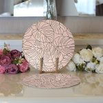 Realhomes Renkli Zeminli Yaprak Desenli Dijital Baskılı Modern 2'li Yuvarlak Servis Altlığı - Supla Realhomes