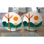 Realhomes Renkli Zeminli Palmiye Desenli Dijital Baskılı Modern 2'li Yuvarlak Servis Altlığı - Supla Realhomes