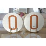 Realhomes Renkli Zeminli Onedraw Çizimli Yalın Oval Obje Modern 2'li Yuvarlak Servis Altlığı - Supla Realhomes