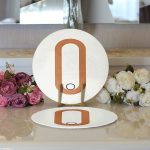 Realhomes Renkli Zeminli Onedraw Çizimli Yalın Oval Obje Modern 2'li Yuvarlak Servis Altlığı - Supla Realhomes