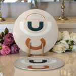 - Supla2li-7492-Gorsel1 - Realhomes Realhomes Renkli Zemimli One Draw Çizimli Geometrik Desen Modern 2'li Yuvarlak Servis Altlığı - Supla Realhomes