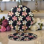 - Supla2li-7497-Gorsel1 - Realhomes Realhomes Rengarenk Zeminli Onedraw Çizimli Çiçek Dijital Baskılı Modern 2'li Yuvarlak Servis Altlığı - Supla Realhomes