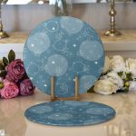 - Supla2li-7502-Gorsel1 - Realhomes Realhomes Renkli Zeminli Onedraw Çizimli Dijital Baskılı Modern 2'li Yuvarlak Servis Altlığı - Supla Realhomes