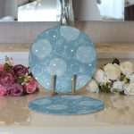 - Supla2li-7502-Gorsel3 - Realhomes Realhomes Renkli Zeminli Onedraw Çizimli Dijital Baskılı Modern 2'li Yuvarlak Servis Altlığı - Supla Realhomes