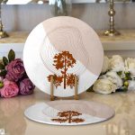 - Supla2li-7508-Gorsel1 - Realhomes  Realhomes Beyaz Zeminli Onedraw Çizimli Ağaç Motifli Dijital Baskılı Modern 2'li Yuvarlak Servis Altlığı - Supla Realhomes