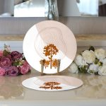 - Supla2li-7508-Gorsel3 - Realhomes  Realhomes Beyaz Zeminli Onedraw Çizimli Ağaç Motifli Dijital Baskılı Modern 2'li Yuvarlak Servis Altlığı - Supla Realhomes