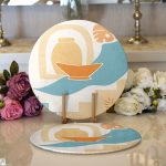 - Supla2li-7511-Gorsel1 - Realhomes Realhomes Onedraw Çizimli Vazo Desenli Dijital Baskılı Modern 2'li Yuvarlak Servis Altlığı - Supla Realhomes