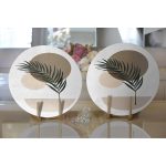 - Supla2li-7514-Gorsel2 - Realhomes Realhomes Renkli Zeminli Onedraw Çizimli Yaprak Desenli Dijital Baskılı Modern 2'li Yuvarlak Servis Altlığı - Supla Realhomes