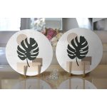 - Supla2li-7515-Gorsel2 - Realhomes Realhomes Renkli Zeminli Onedraw Çizimli Yaprak Desenli Dijital Baskılı Modern 2'li Yuvarlak Servis Altlığı - Supla Realhomes