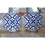 - Supla2li-7526-Gorsel2 - Realhomes Realhomes Beyaz Zeminli Çini Desenli Dijital Baskılı Modern 2'li Yuvarlak Servis Altlığı - Supla Realhomes