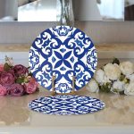 - Supla2li-7526-Gorsel3 - Realhomes Realhomes Beyaz Zeminli Çini Desenli Dijital Baskılı Modern 2'li Yuvarlak Servis Altlığı - Supla Realhomes