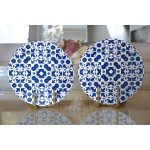 Realhomes Beyaz Zeminli Çini Desenli Dijital Baskılı Modern 2'li Yuvarlak Servis Altlığı - Supla Realhomes