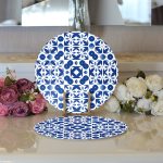 Realhomes Beyaz Zeminli Çini Desenli Dijital Baskılı Modern 2'li Yuvarlak Servis Altlığı - Supla Realhomes