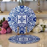 - Supla2li-7528-Gorsel1 - Realhomes Realhomes Beyaz Zeminli Çini Desenli Dijital Baskılı Modern 2'li Yuvarlak Servis Altlığı - Supla Realhomes