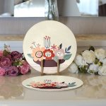 - Supla2li-7530-Gorsel3 - Realhomes  Realhomes Rengarenk Zeminli Onedraw Çizimli Çiçek Desenli Dijital Baskılı Modern 2'li Yuvarlak Servis Altlığı - Supla Realhomes