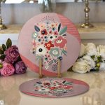 Realhomes Renkli Zeminli Onedraw Çizimli Dijital Baskılı Modern 2'li Yuvarlak Servis Altlığı - Supla Realhomes