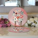 Realhomes Renkli Zeminli Onedraw Çizimli Dijital Baskılı Modern 2'li Yuvarlak Servis Altlığı - Supla Realhomes