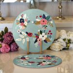 Realhomes Rengarenk Zeminli Rengarenk Çiçek Desenli Dijital Baskılı Modern 2'li Yuvarlak Servis Altlığı - Supla Realhomes