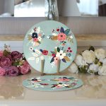 Realhomes Rengarenk Zeminli Rengarenk Çiçek Desenli Dijital Baskılı Modern 2'li Yuvarlak Servis Altlığı - Supla Realhomes