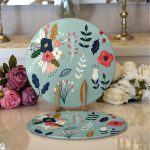 Realhomes Rengarenk Zeminli Rengarenk Çiçek Desenli Dijital Baskılı Modern 2'li Yuvarlak Servis Altlığı - Supla Realhomes