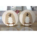 Realhomes Renkli Zemin Üzerinde Onedraw Çizimli Obje Desenli Modern 2'li Yuvarlak Servis Altlığı - Supla Realhomes