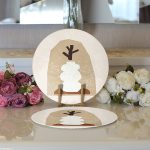 Realhomes Renkli Zemin Üzerinde Onedraw Çizimli Obje Desenli Modern 2'li Yuvarlak Servis Altlığı - Supla Realhomes