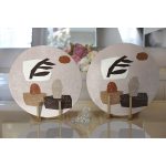 - Supla2li-7542-Gorsel2 - Realhomes Realhomes Renkli Zemin Üzerinde Onedraw Çizimli Obje Desenli Modern 2'li Yuvarlak Servis Altlığı - Supla Realhomes