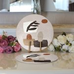 - Supla2li-7542-Gorsel3 - Realhomes Realhomes Renkli Zemin Üzerinde Onedraw Çizimli Obje Desenli Modern 2'li Yuvarlak Servis Altlığı - Supla Realhomes