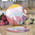 Realhomes Beyaz Zeminli Renkli Onedraw Çizimli Dijital Baskılı Modern 2'li Yuvarlak Servis Altlığı - Supla Realhomes