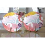 Realhomes Beyaz Zeminli Renkli Onedraw Çizimli Dijital Baskılı Modern 2'li Yuvarlak Servis Altlığı - Supla Realhomes