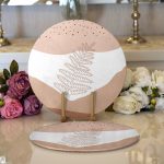 Realhomes Pastel Zeminli Onedraw Çizimli Yaprak Desenli Dijital Baskılı Modern 2'li Yuvarlak Servis Altlığı - Supla Realhomes